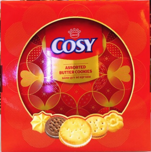 BÁNH QUY BƠ KẸP KEM COSY HỘP THIẾC 378G
