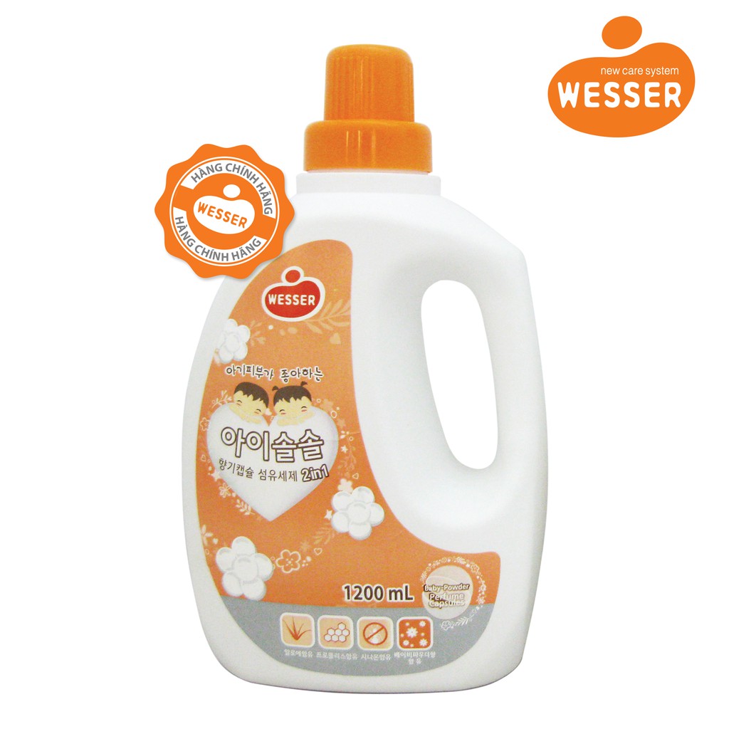 Nước Giặt Xả Wesser 2in1 Hương Phấn (1200ml) - Cam
