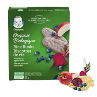 Bánh Gạo Ăn Dặm Gerber Organic vị Việt Quốc Dền Táo hộp 110g