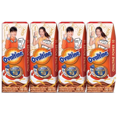 Thức uống lúa mạch Ovaltine Sôcôla - Lốc 4 hộp x 180ml