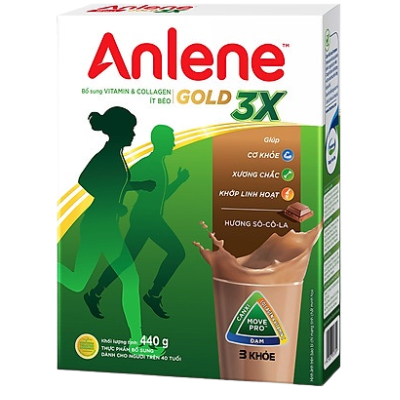Sữa Bột Anlene Gold 3X Hương Chocolate (Hộp Giấy 440g)