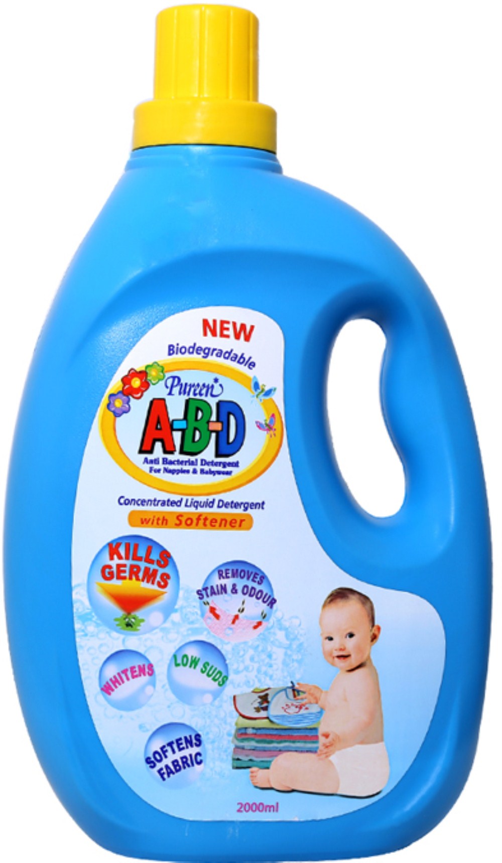 Nước giặt xả quần áo trẻ sơ sinh Pureen A-B-D chai 2 lít