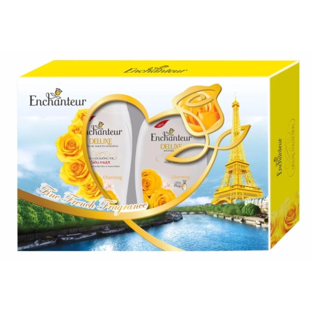 Combo hộp quà dầu gội 180g + sữa tắm 180g Enchanteur Charming