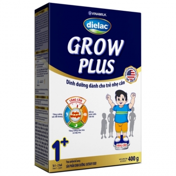Dielac Grow Plus xanh 1+ hộp giấy (400g) từ 1 - 2 tuổi