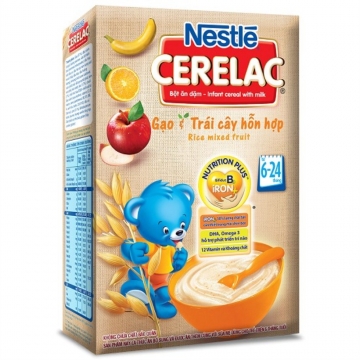 Bột ăn dặm Nestle Cerelac Gạo và trái cây hỗn hợp hộp 200g