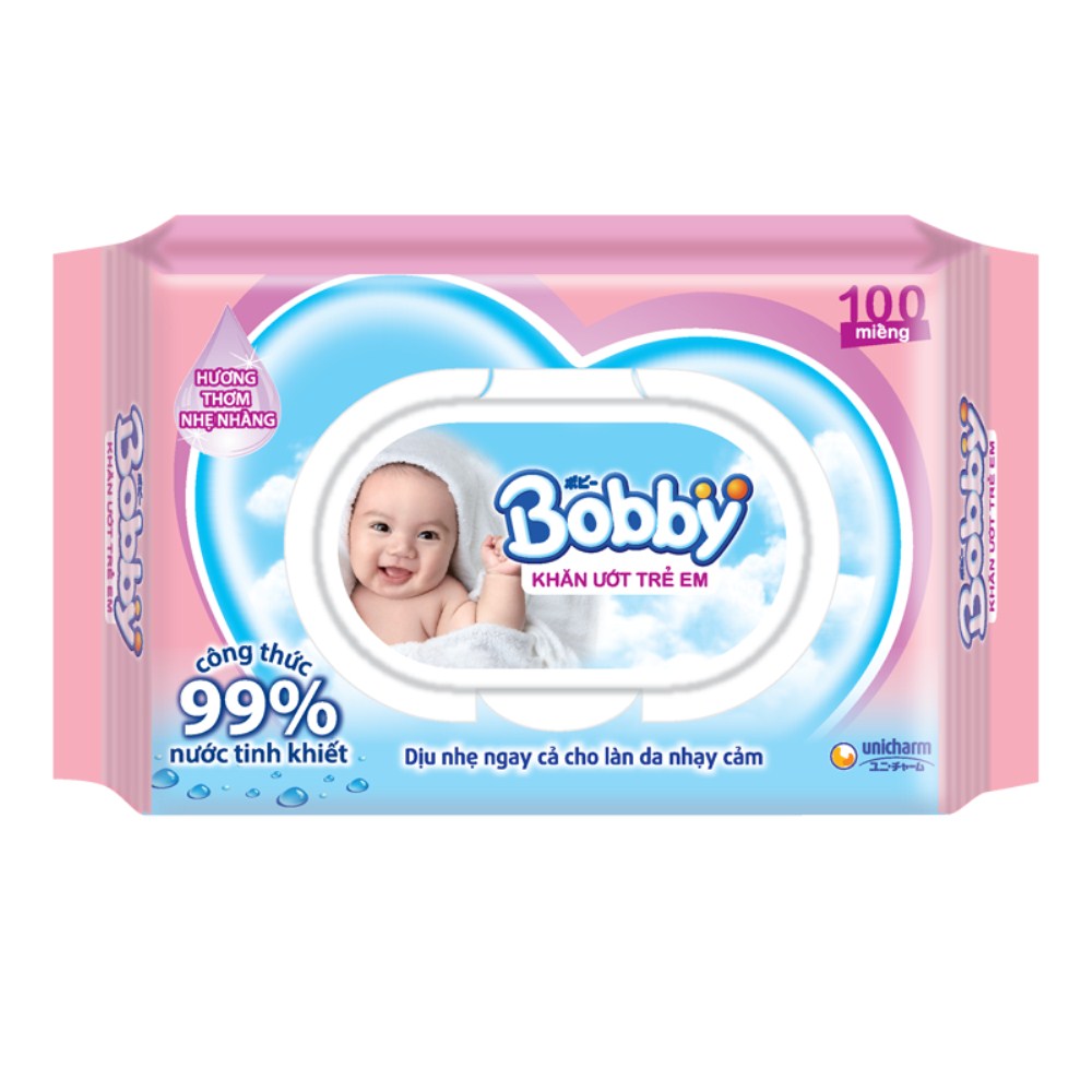 Khăn ướt trẻ em Bobby hương thơm nhẹ nhàng 100 tờ