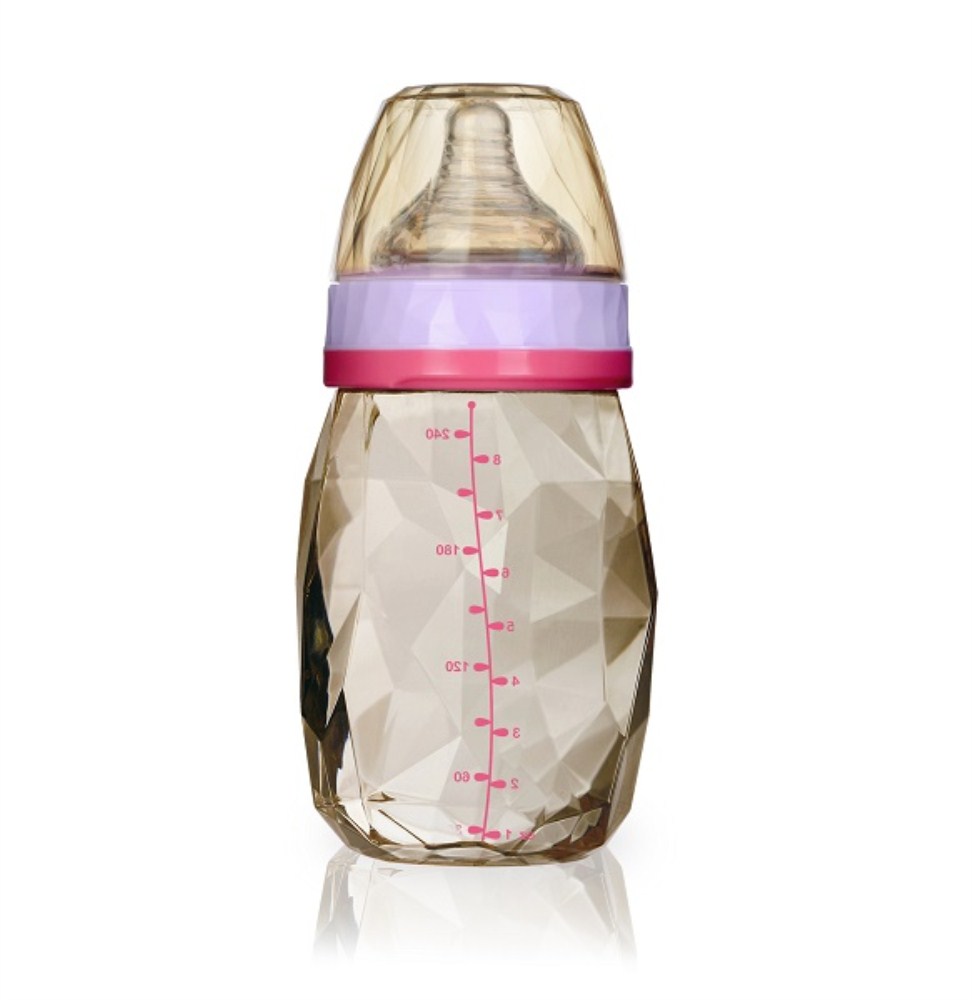 Bình sữa kim cương cổ rộng PPSU (240ml) màu tím kidsme – từ 6 tháng tuổi
