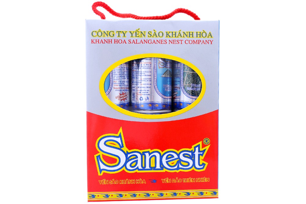 Nước yến sào Khánh Hòa Sanest không đường hộp 6 lon x 190ml