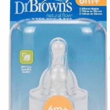 Hộp 2 Núm Ty Silicone Dr Brown's Cổ thường 3( 6M+)
