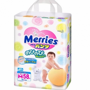 Tã quần Merries size M cho bé 6 - 10kg (58 miếng)