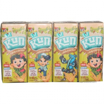 Sữa chua uống Lif Kun Sôcôla lúa mạch 180ml x 4 hộp