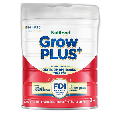 Sữa bột Nutifood GrowPLUS+ Suy Dinh Dưỡng (Đỏ) 2+ Lon 850G